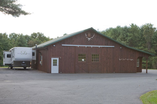 36'x60' Building with 12'x60' Enclosed Lean-to Shed front view