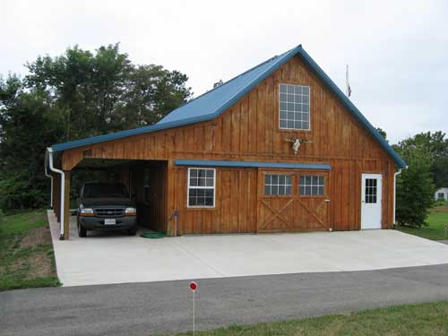 28'x48' Garage with 10'x48' Lean-to