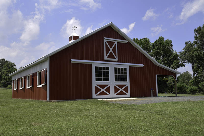 36'x48' Stall Barn with Loft and 10' Lean-to
